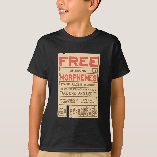 Camiseta Free Morphemes Engraçado Gramática Espanhola (Frente)