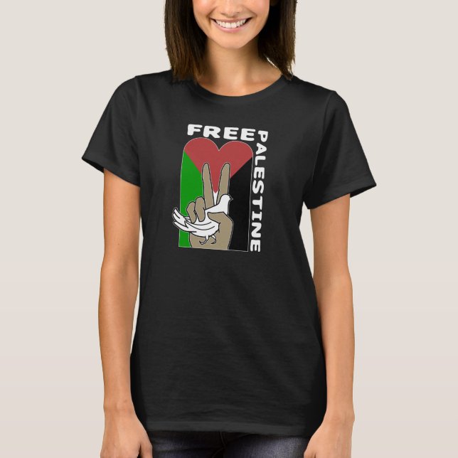 Camiseta Free Palestine Dove Heart Peace Sign (Frente)