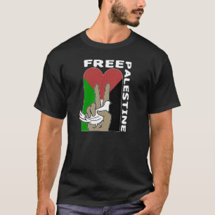 Camiseta Free Palestine Dove Heart Peace Sign