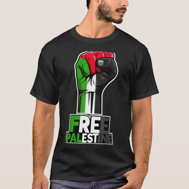 Camiseta Free Palestine Flag of Palestine Palestinian fist  (Frente)