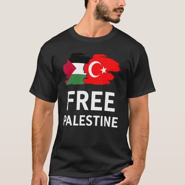 Camiseta Free Palestine Turkish Turkey Support Palestinian (Frente)