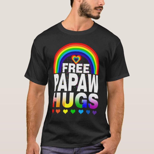 Camiseta Free Papaw Hugs Free Dad Hugs Rainbow Gay Pride (Frente)