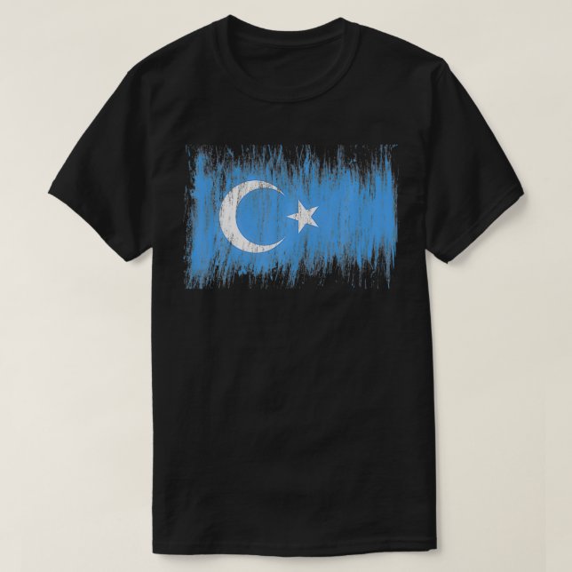 CAMISETA FREE THE UYGHURS UIGHUR FLAG EAST TURKESTAN XINJIA (Frente do Design)