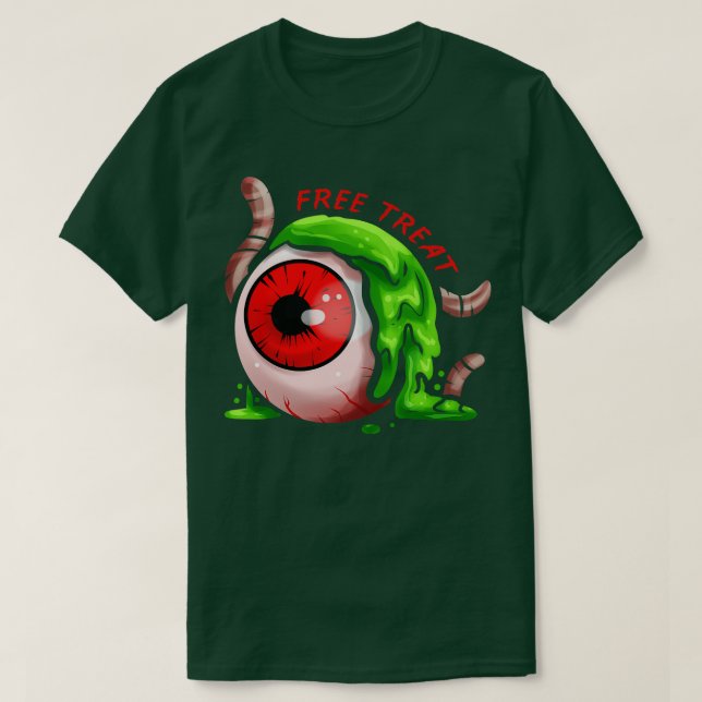 Camiseta Free Treat Big Eyeball Vermelhos Slimus Earthworm  (Frente do Design)