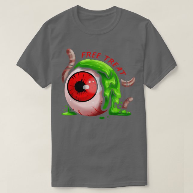 Camiseta Free Treat Big Eyeball Vermelhos Slimus Earthworm  (Frente do Design)