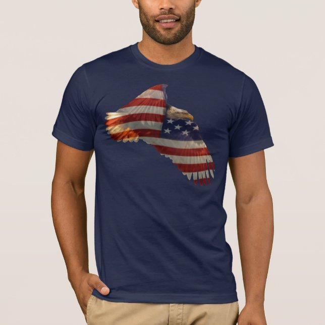 Camiseta FREEDD BALD EAGLE E US FLAG Mens Roupa (Frente)