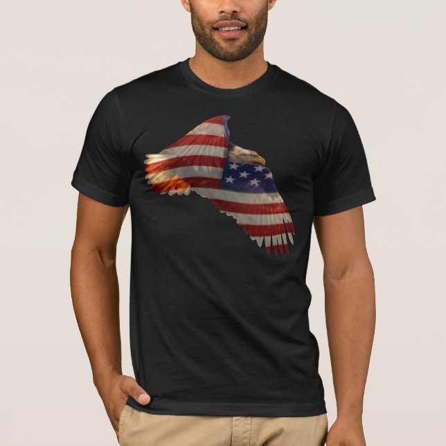 Camiseta FREEDD BALD EAGLE E US FLAG Mens Roupa (Frente)