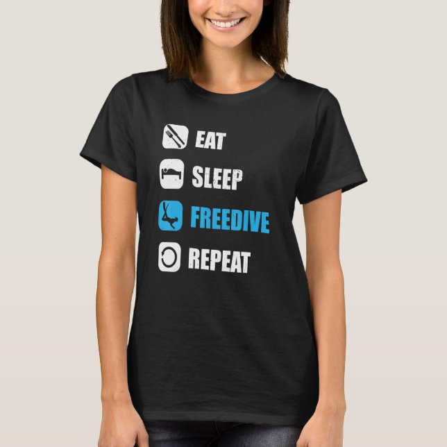Camiseta Freediver eat sleep freedive repeat water diving (Frente)