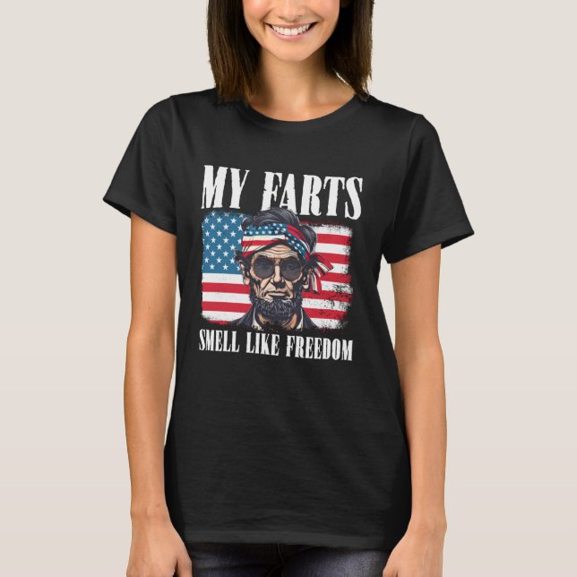 Camiseta Freedom American Flag 4th Of July Independence Abe (Frente)