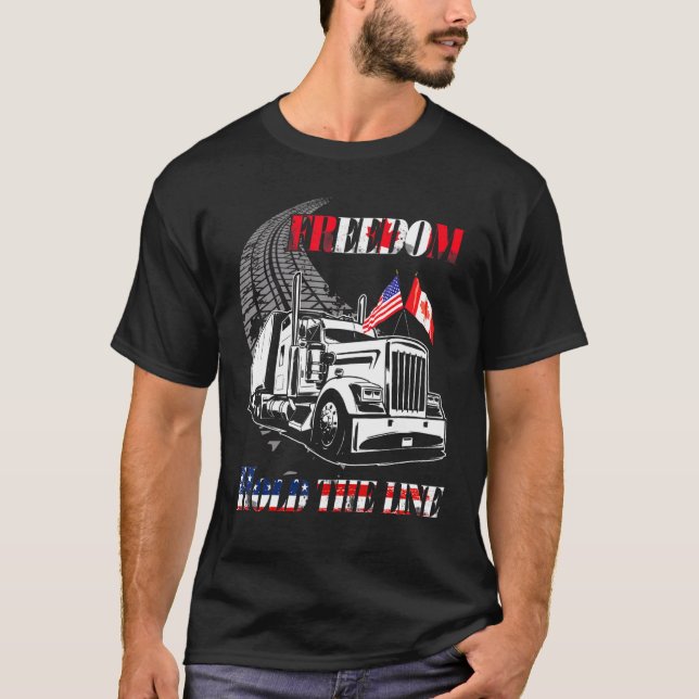 Camiseta Freedom Convoy 2022 For Usa & Canada Trucker Drive (Frente)
