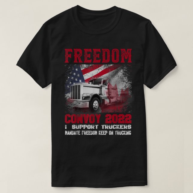 Camiseta Freedom Convoy 2022 In Support of Truckers Mandate (Frente do Design)