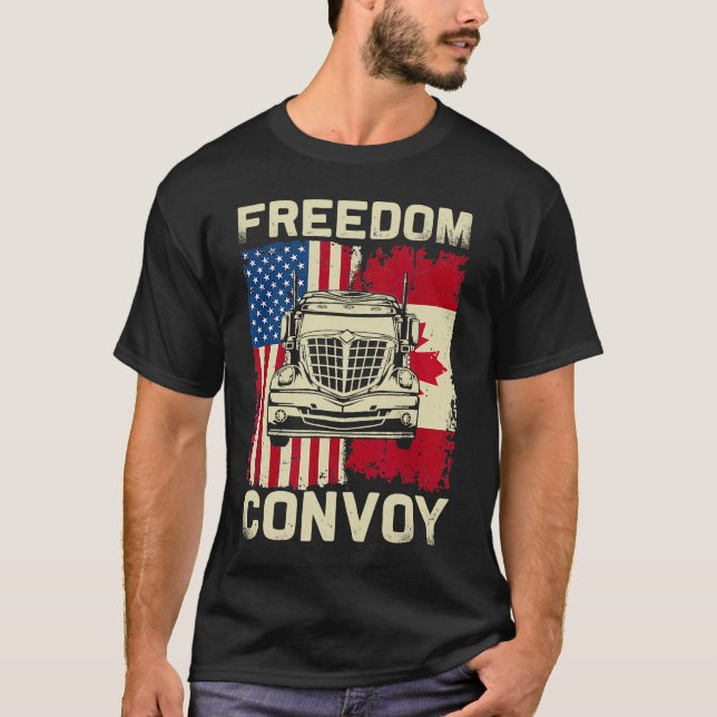 Camiseta Freedom Convoy 2022 Support Canadian Truckers Mand (Frente)