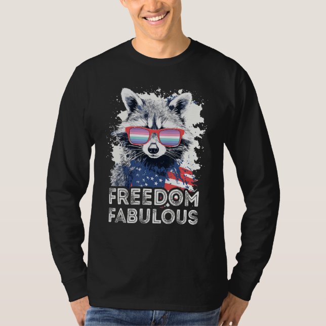 Camiseta Freedom Fabulous  Raccoon Genderfrith Sunglasses F (Frente)
