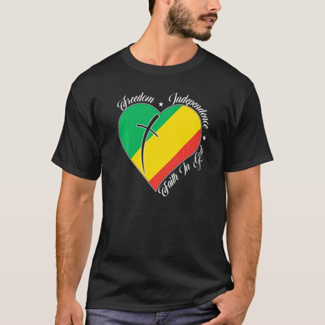 Camiseta Freedom Independence Faith In God  Christian Congo (Frente)