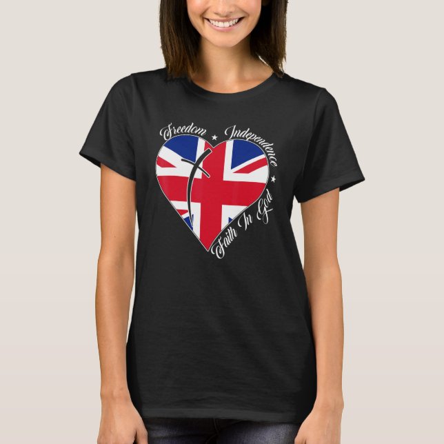 Camiseta Freedom Independence Faith In God  Christian Engla (Frente)