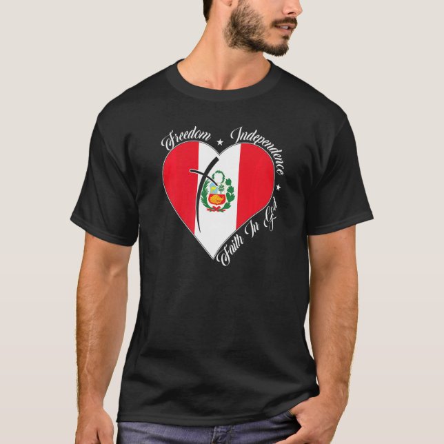 Camiseta Freedom Independence Faith In God  Christian Peru (Frente)