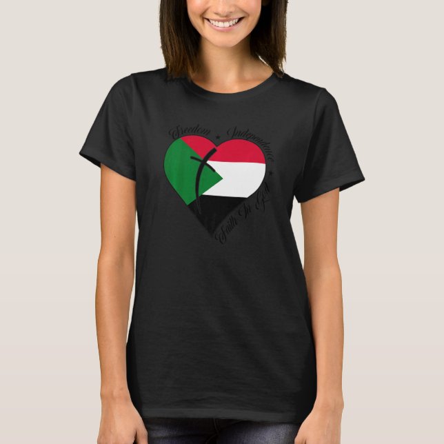 Camiseta Freedom Independence Faith In God  Christian Sudan (Frente)
