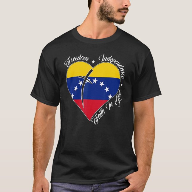 Camiseta Freedom Independence Faith In God   Christian Vene (Frente)