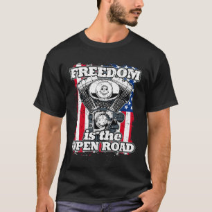 Camiseta Freedom Is The Open Road American Flag Bikers