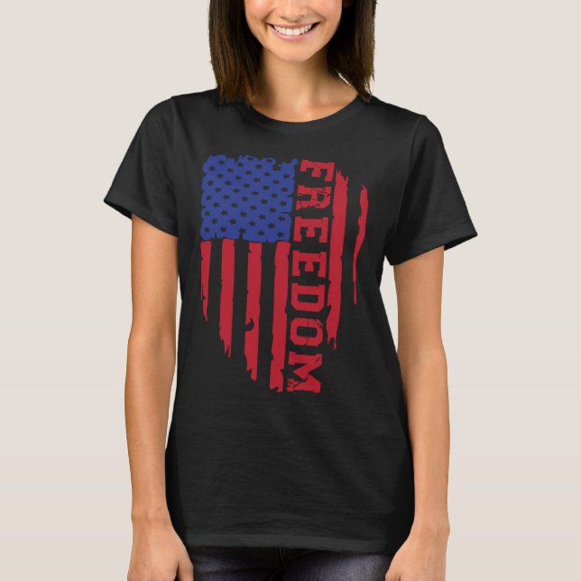 Camiseta Freedom Patriotic Veteran USA Flag American Memori (Frente)