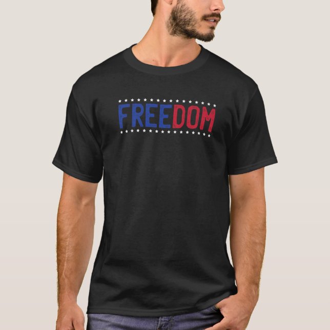 Camiseta Freedom Red White Blue Stars USA América 4º de Ju (Frente)