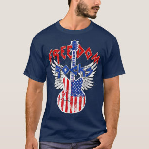Camiseta Freedom Rocks Guitar Independence Day Guitar Guita