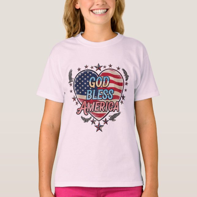Camiseta Freedom’s Prayer  God Bless America T-shirt desig (Frente)