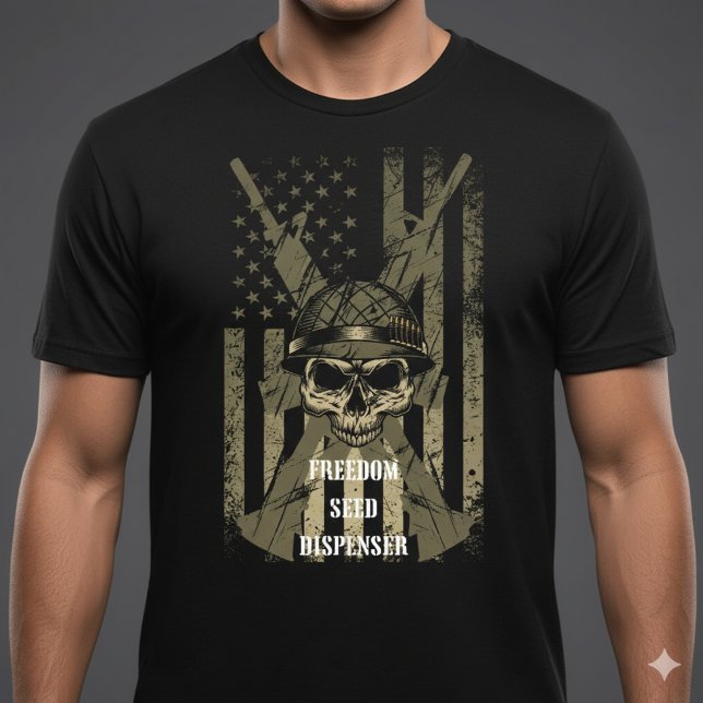Camiseta Freedom Seed Dispenser Patriotic Skull T-Shirt (Criador carregado)