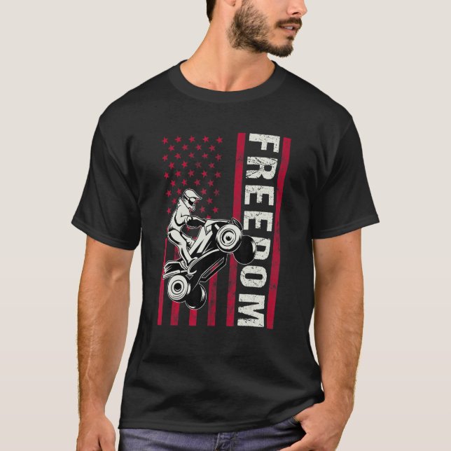Camiseta Freedom Usa Quad Bike Four Wheeler All Terrain Veh (Frente)