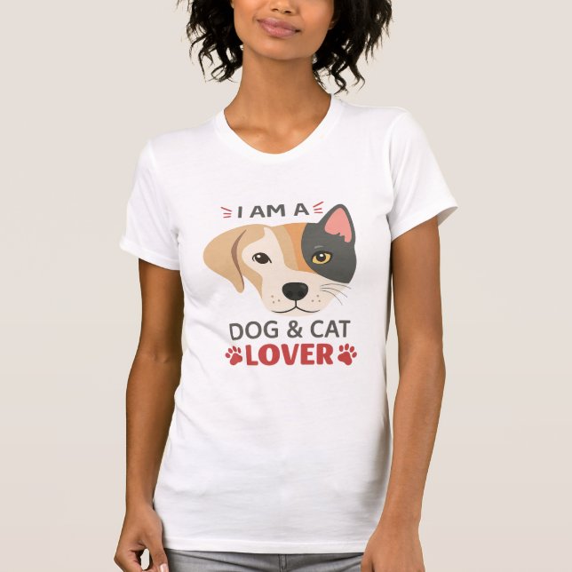 Camiseta Freefit I A Dog & Cat Lover Women's Slim T- (Frente)