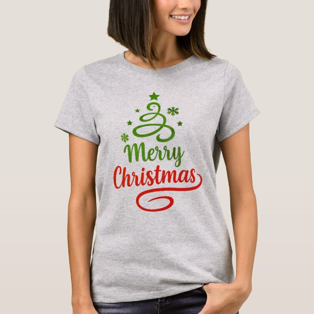 Camiseta Freefit Merry Christmas Tee | Women’s Holiday Cot  (Frente)
