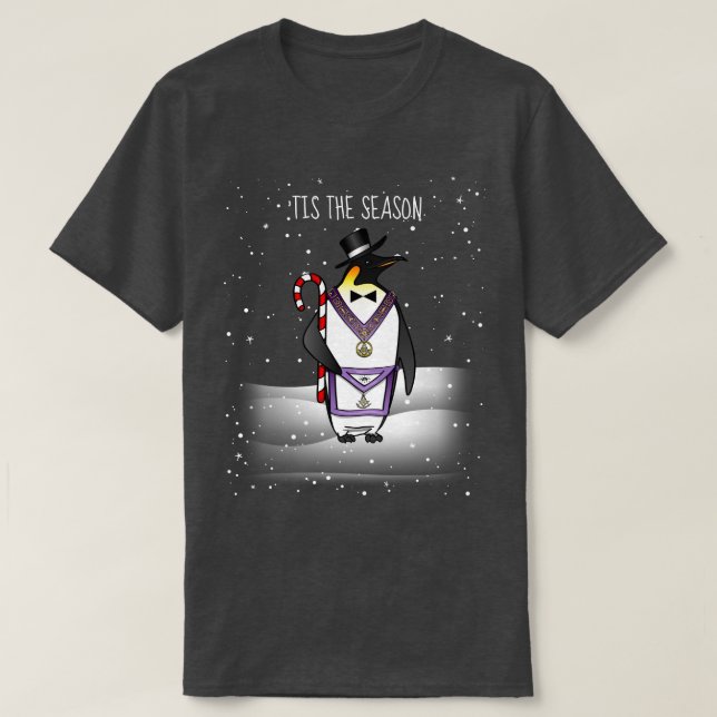 Camiseta Freemason Holiday Penguin Masonic (Frente do Design)