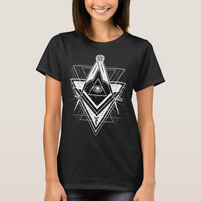 Camiseta Freemason Loge Compass Blackcraft Gothic Boho Occu (Frente)