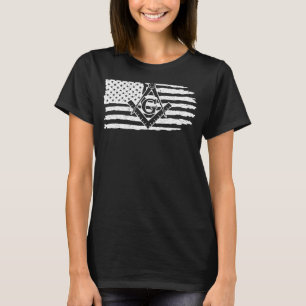 Camiseta Freemason Masonic Fraternal Freemasonry EUA Flag A