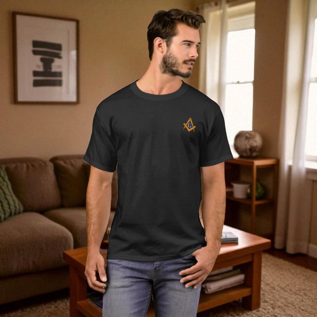 Camiseta Freemason Square e Compass Character Masonic Black (Criador carregado)