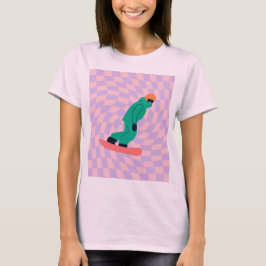 Camiseta Freeride Snowboarder Em Traje Verde Verificado