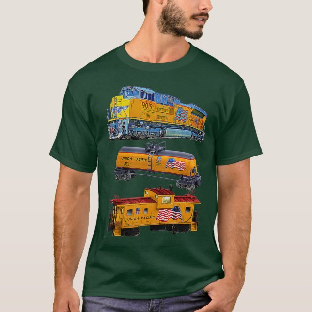 Camiseta Freight Train Engine Tanker Caboose (Frente)