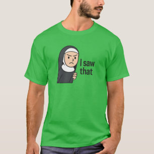 Camiseta freira de animação eu vi o jesus meme