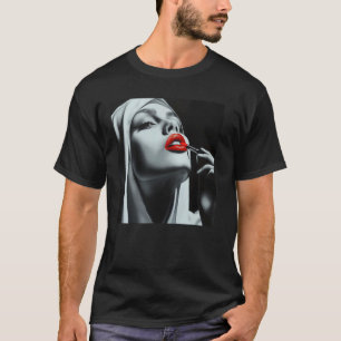 Camiseta freira rebelde com batom, freira rebelde