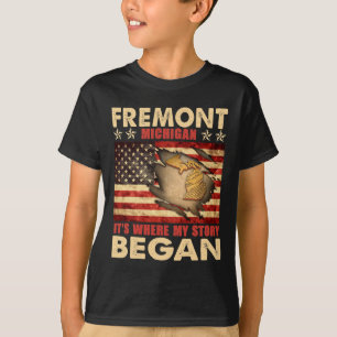 Camiseta Fremont Michigan Usa Flag 4 De Julho