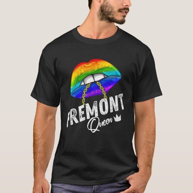 Camiseta Fremont Queen LGBTQ Gay Pride Flag Lips Rainbow Me (Frente)