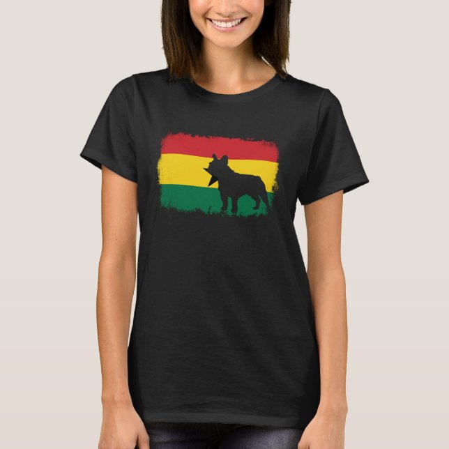 Camiseta French bull dog Ghana Ghanaian flag frenchies bull (Frente)