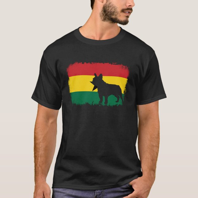 Camiseta French bull dog Ghana Ghanaian flag frenchies bull (Frente)
