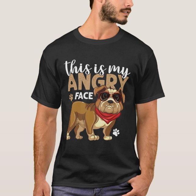 Camiseta French Bulldog  Angry Face Graphics Plus Size (Frente)