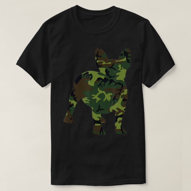 Camiseta French Bulldog Camoue Dog Camo Frenchie Owner Mili (Frente do Design)