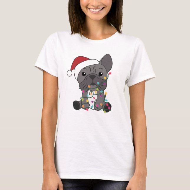 Camiseta French Bulldog Christmas Snow Winter Animals (Frente)