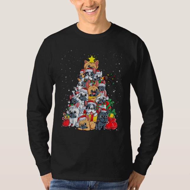 Camiseta French Bulldog Christmas Tree Dog Santa Christmas  (Frente)