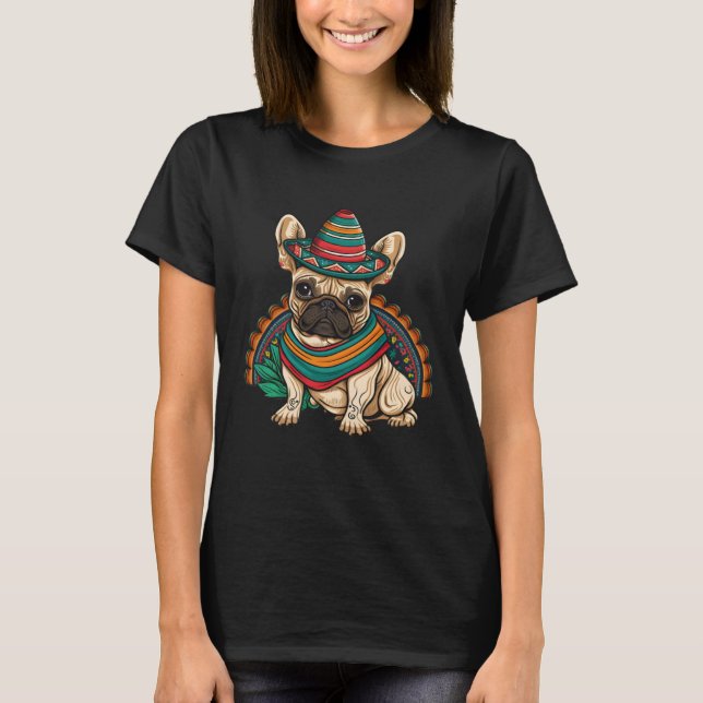 Camiseta French Bulldog Cinco De Mayo Mexican Sombrero Fies (Frente)