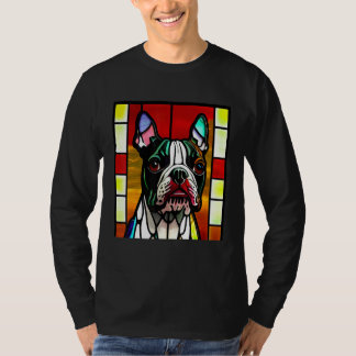 Camiseta French Bulldog - Colorful Stained Glass Pop Art_1