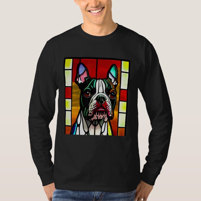 Camiseta French Bulldog - Colorful Stained Glass Pop Art_1 (Frente)